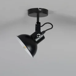 Industriële wand- en plafondlamp zwart kantelbaar - Guida