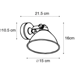 Industriële wandlamp beton met koper verstelbaar - Liko