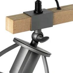 Industriële wandlamp donkergrijs met hout verstelbaar - Arthur