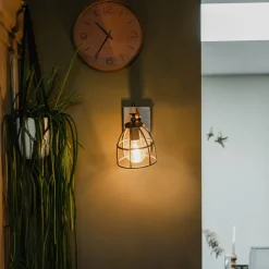 Industriële wandlamp donkergrijs met hout verstelbaar - Arthur