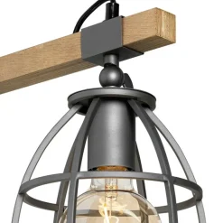 Industriële wandlamp donkergrijs met hout verstelbaar - Arthur
