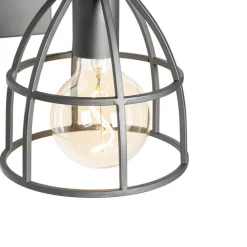 Industriële wandlamp donkergrijs met hout verstelbaar - Arthur