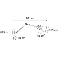 Industriële wandlamp grijs verstelbaar - Dazzle