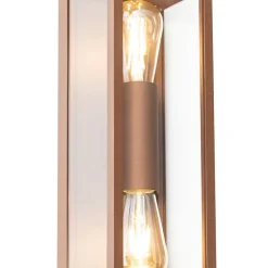 Industriële wandlamp roestbruin 38 cm 2-lichts IP44 - Charlois