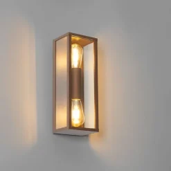 Industriële wandlamp roestbruin 38 cm 2-lichts IP44 - Charlois