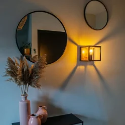 Industriële wandlamp roestbruin - Cage