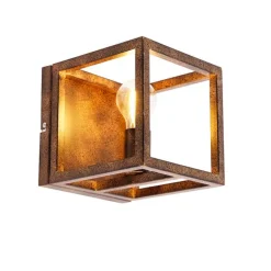 Industriële wandlamp roestbruin - Cage