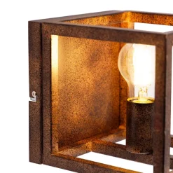 Industriële wandlamp roestbruin - Cage