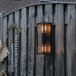 Industriële wandlamp zwart 38 cm 2-lichts IP44 - Charlois