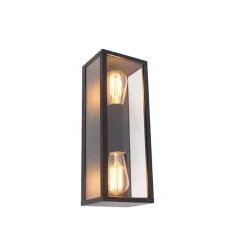 Industriële wandlamp zwart 38 cm 2-lichts IP44 - Charlois