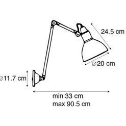 Industriële wandlamp zwart verstelbaar - Wye