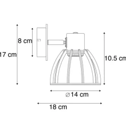 Industriële wandlamp zwart draai- en kantelbaar - Fotu