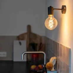 Industriële wandlamp zwart 13cm - Facil