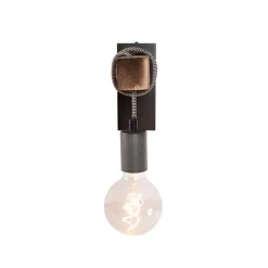 Industriële wandlamp zwart met hout - Gallow