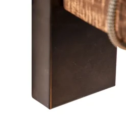 Industriële wandlamp zwart met hout - Gallow