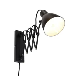 Industriële wandlamp zwart met verstelbare arm - Merle