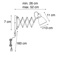 Industriële wandlamp zwart met verstelbare arm - Merle