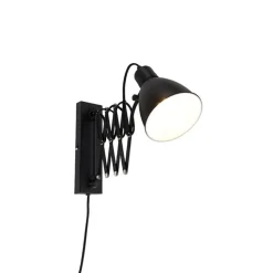 Industriële wandlamp zwart met verstelbare arm - Merle