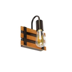 Industriële wandlamp zwart met hout - Paleta Mai