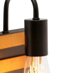 Industriële wandlamp zwart met hout - Paleta Mai