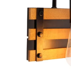 Industriële wandlamp zwart met hout - Paleta Mai