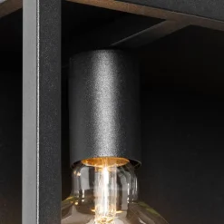 Industriële wandlamp zwart met rek 2-lichts - Cage Rack