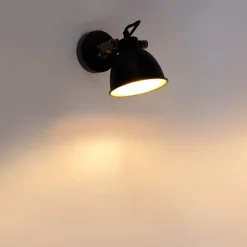 Industriële wandlamp zwart met goud verstelbaar - Liko