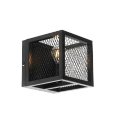 Industriële wandlamp zwart met gaas - Cage