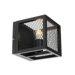 Industriële wandlamp zwart met gaas - Cage