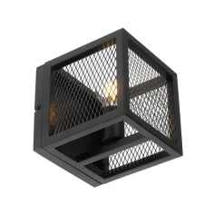 Industriële wandlamp zwart met gaas - Cage