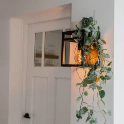 Industriële wandlamp zwart met rek - Cage Rack