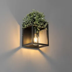 Industriële wandlamp zwart met rek - Cage Rack
