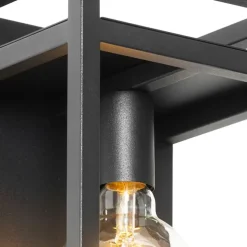Industriële wandlamp zwart met rek - Cage Rack