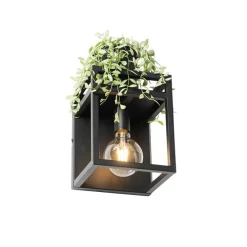 Industriële wandlamp zwart met rek - Cage Rack