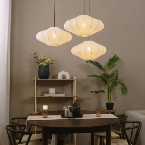 Japandi hanglamp beige 50cm 3-lichts - Plu