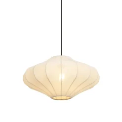 Japandi hanglamp beige met stoffen kap 50cm - Plu
