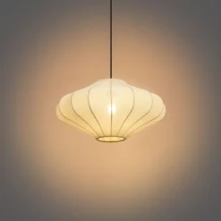 Japandi hanglamp beige met stoffen kap 50cm - Plu