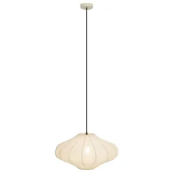 Japandi hanglamp beige met stoffen kap 50cm - Plu