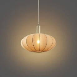 Japandi hanglamp beige met stoffen kap - Bida