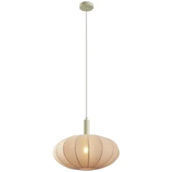 Japandi hanglamp beige met stoffen kap - Bida