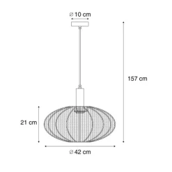 Japandi hanglamp beige met stoffen kap - Bida