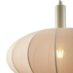 Japandi hanglamp beige met stoffen kap - Bida