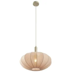 Japandi hanglamp beige met stoffen kap - Bida