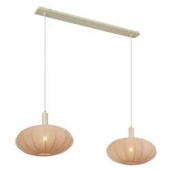 Japandi hanglamp beige met stoffen kap 2-lichts - Bida