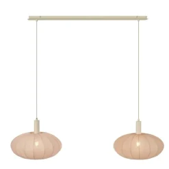 Japandi hanglamp beige met stoffen kap 2-lichts - Bida