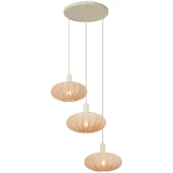 Japandi hanglamp beige met stoffen kap 3-lichts - Bida