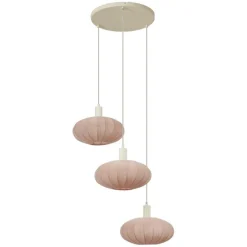 Japandi hanglamp beige met stoffen kap 3-lichts - Bida