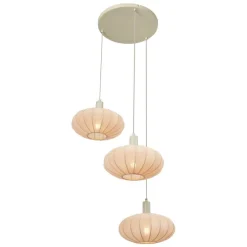 Japandi hanglamp beige met stoffen kap 3-lichts - Bida