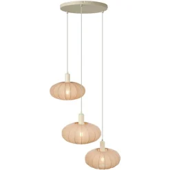 Japandi hanglamp beige met stoffen kap 3-lichts - Bida