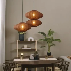 Japandi hanglamp bruin 50cm 3-lichts - Plu